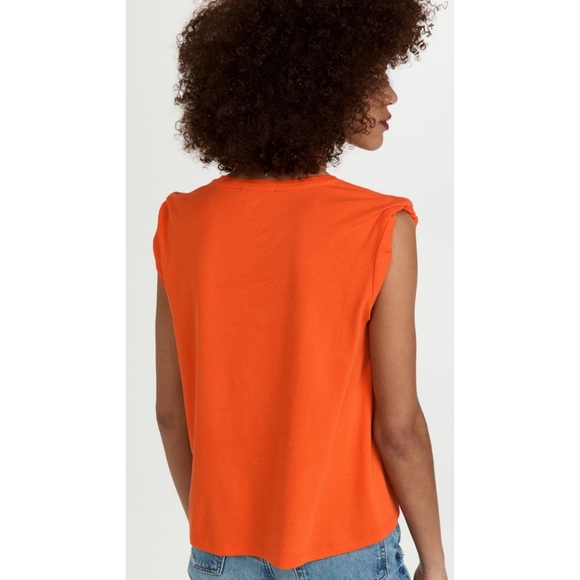 FRAME Rolled Muscle Shirt in Color Orange Crush 🍊 - Picture 5 of 16